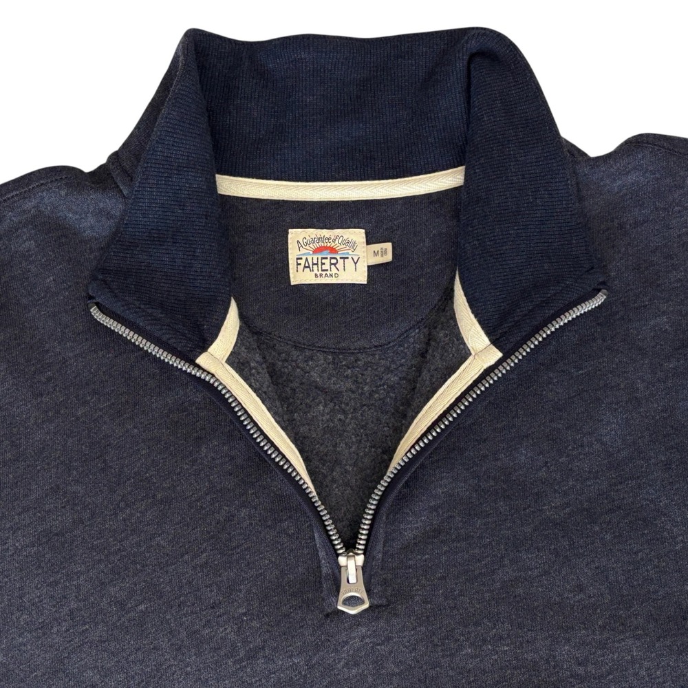 Faherty Men's 1/4 Zip Blue Pullover Sweater Sz‎ M Fleece Inside - Picture 4 of 13